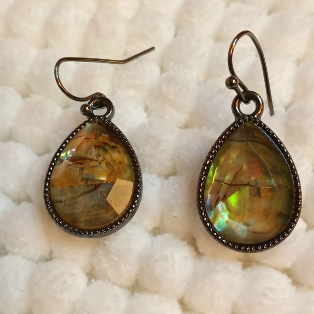 Natural Labradorite Earrings - Picture 2 of 3